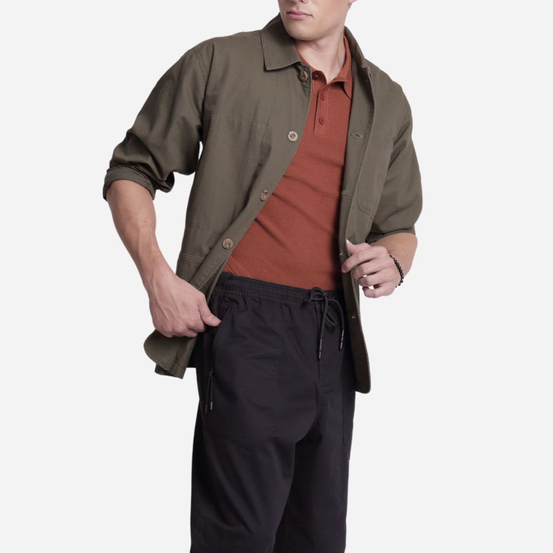 Branded Men's Plain Twill Longsleeves Olive