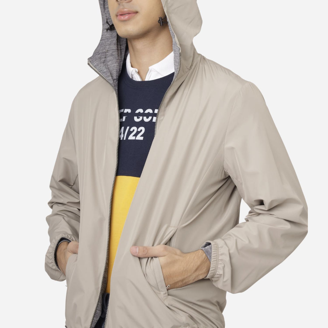 Branded Men's Reversible Lightweight Jacket Taupe