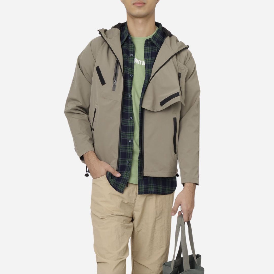 Branded Men's Lightweight Utility Jacket Olive
