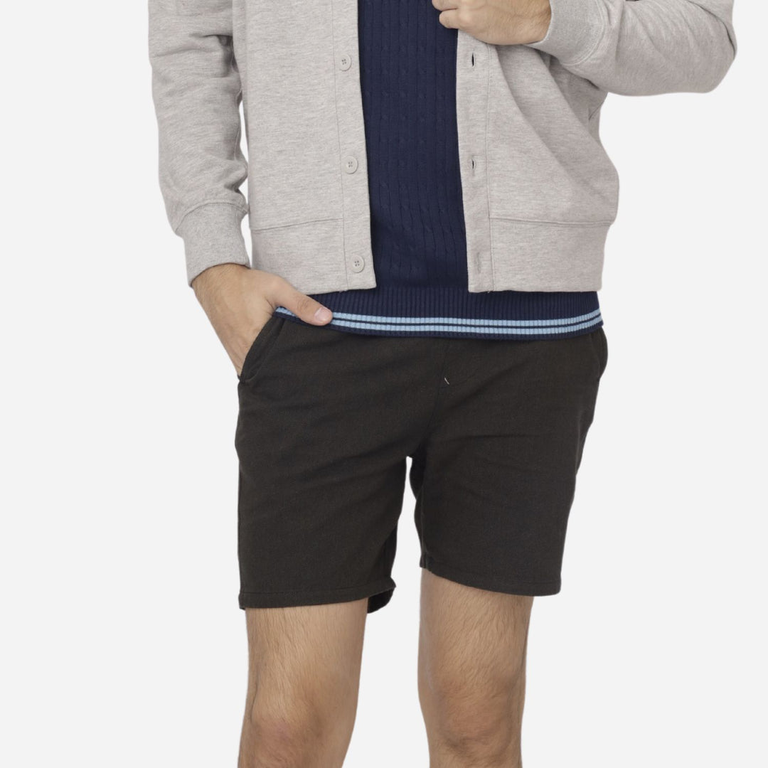 Branded Men's Twill Garter Plain Easy Shorts Black