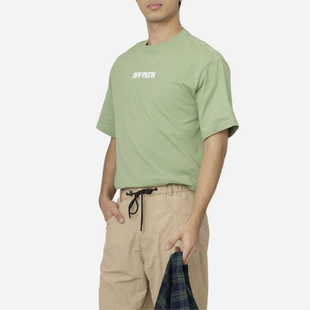 Branded Men's Graphic Tshirt Off Path Green