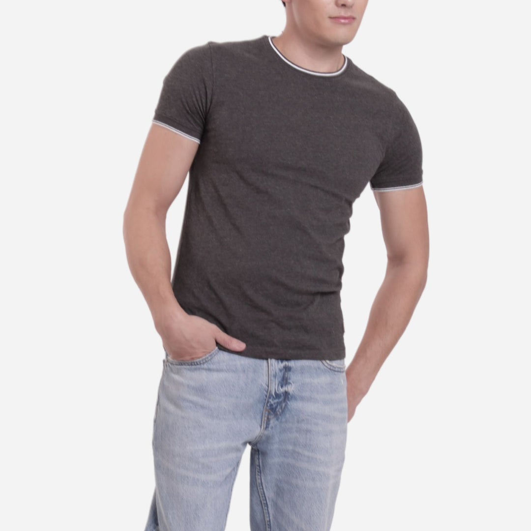 Branded Men's Honeycomb Plain Tshirt Dark Gray