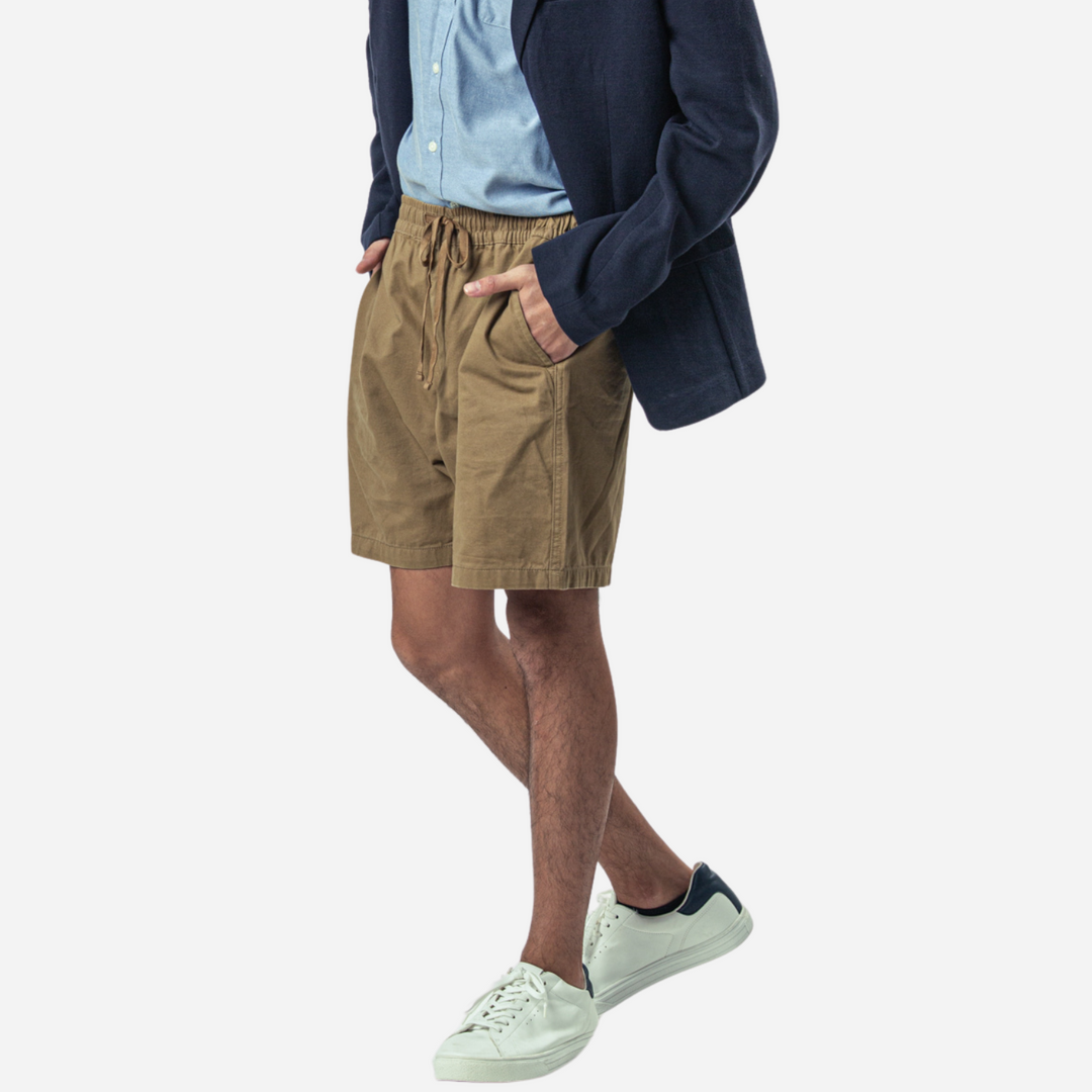 Branded Men's Twill Garter Plain Easy Shorts Khaki