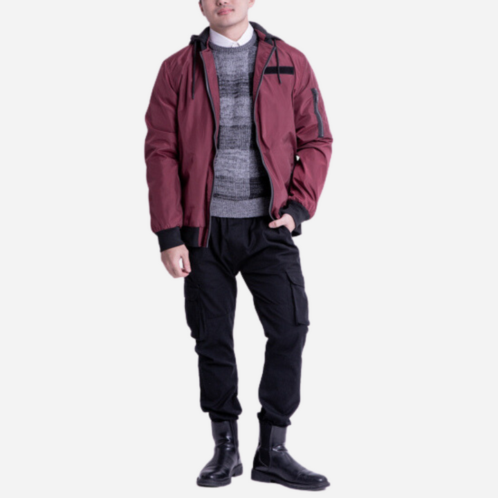 Branded Men's Padded Bomber Jacket Maroon