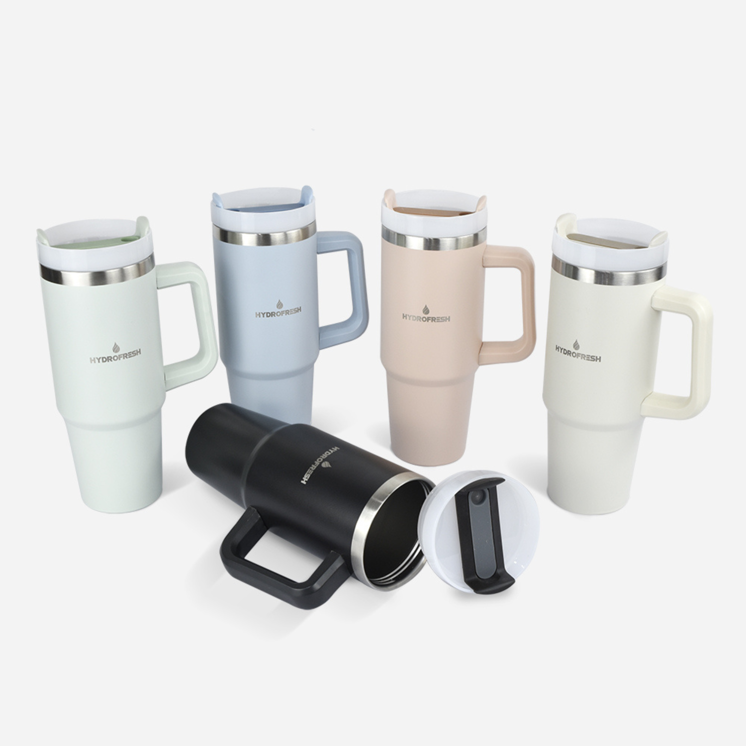 Hydrofresh Plain Stainless flask with straw and handle 900ml