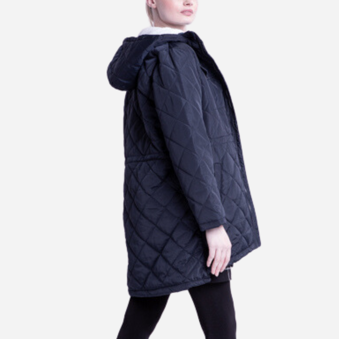 Branded Women's Quilted Parka Jacket Teal