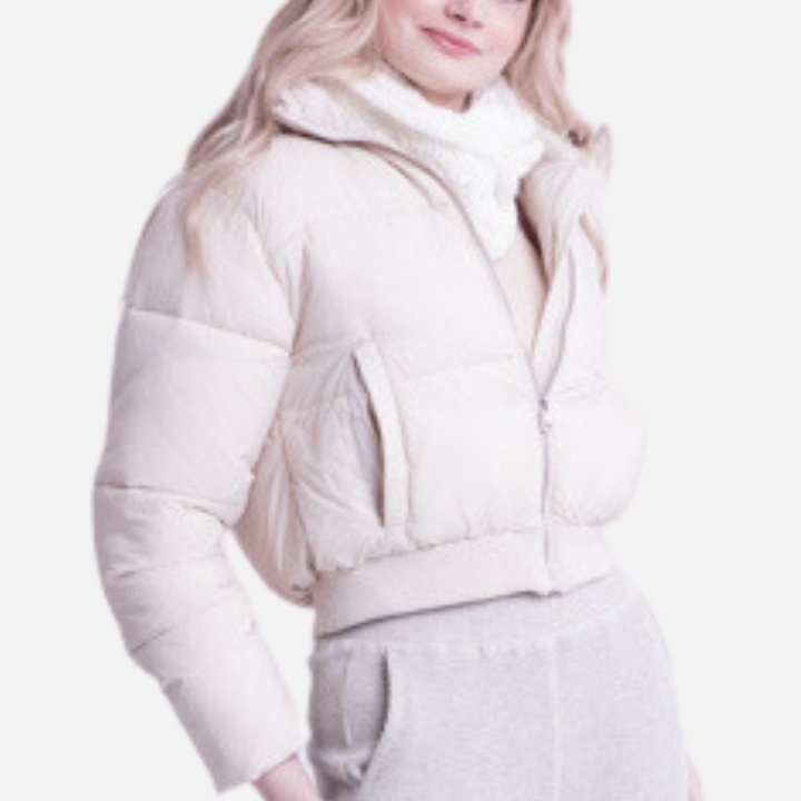 Branded Women's Quilted Jacket Cream