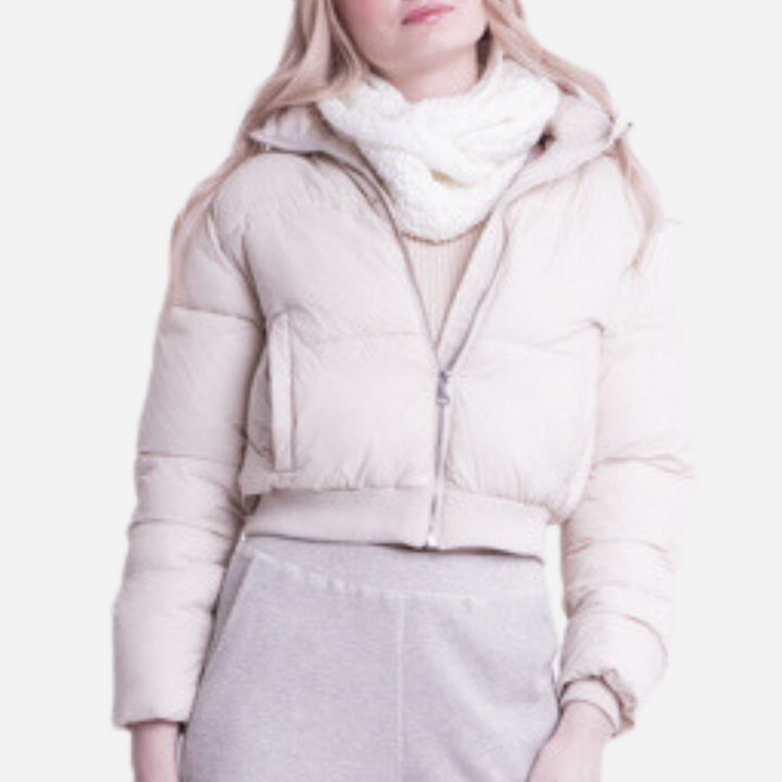 Branded Women's Quilted Jacket Cream