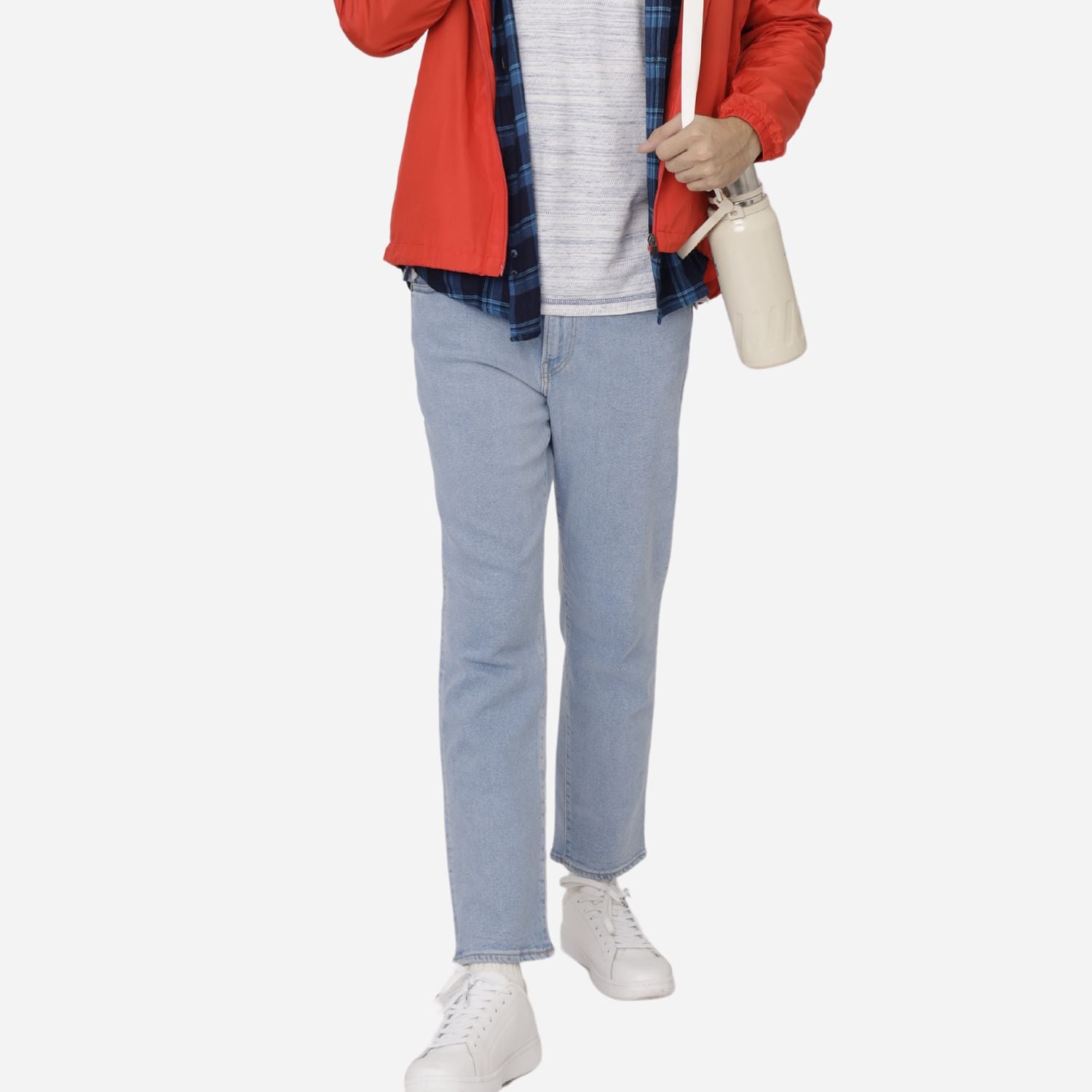 Branded Men's Denim Pants Washed Slim Blue