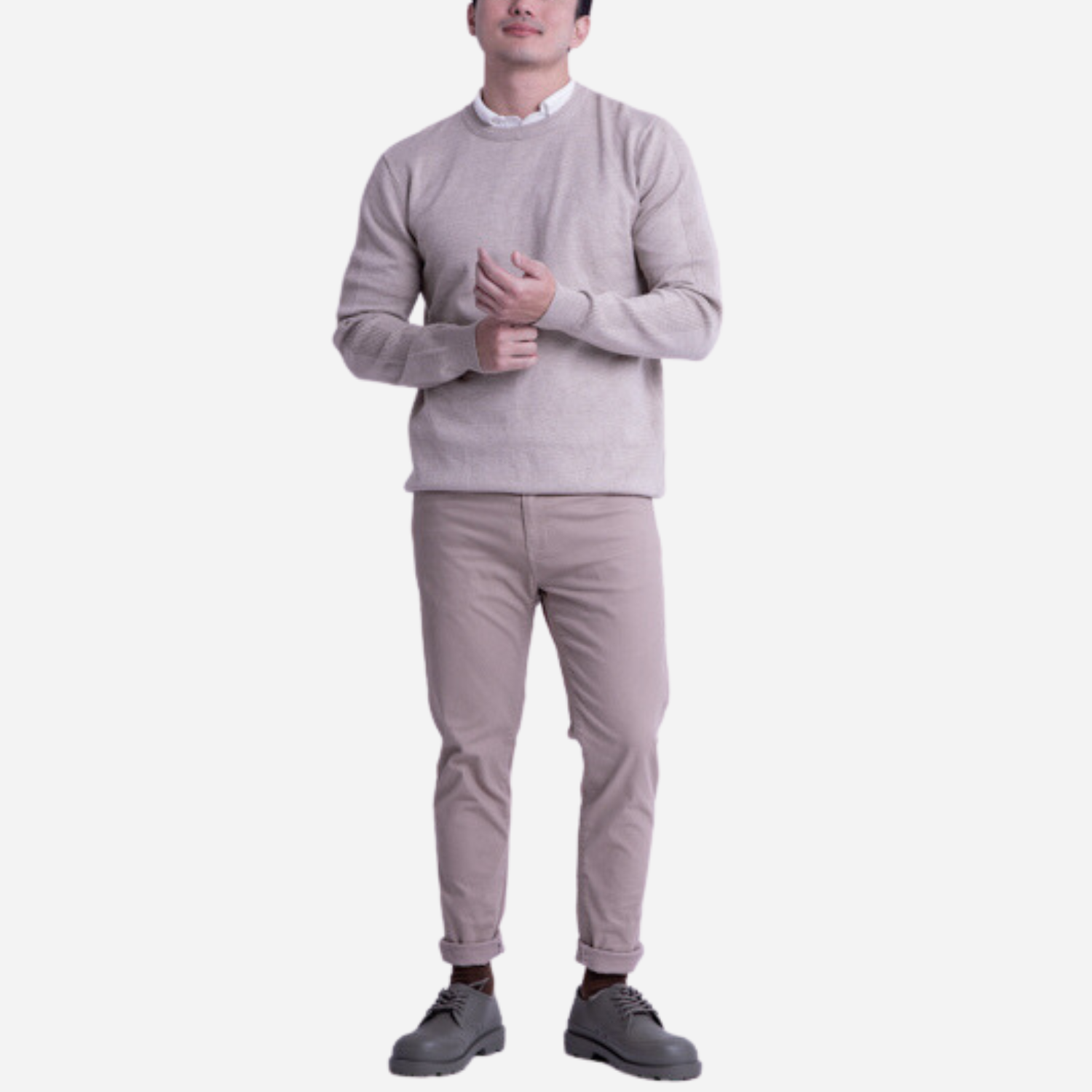 Branded Men's Knitted Sweater Striped Beige
