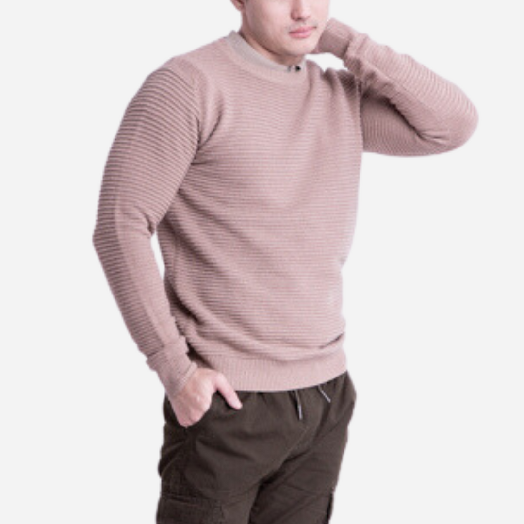 Branded Men's Knitted Sweater Sleeve Design Wool Beige