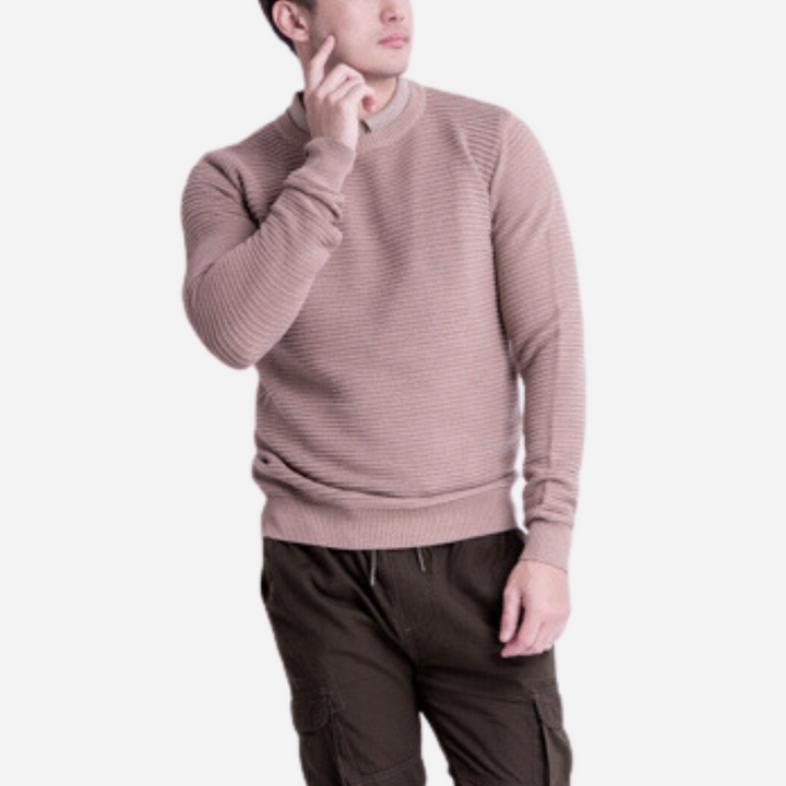 Branded Men's Knitted Sweater Sleeve Design Wool Beige