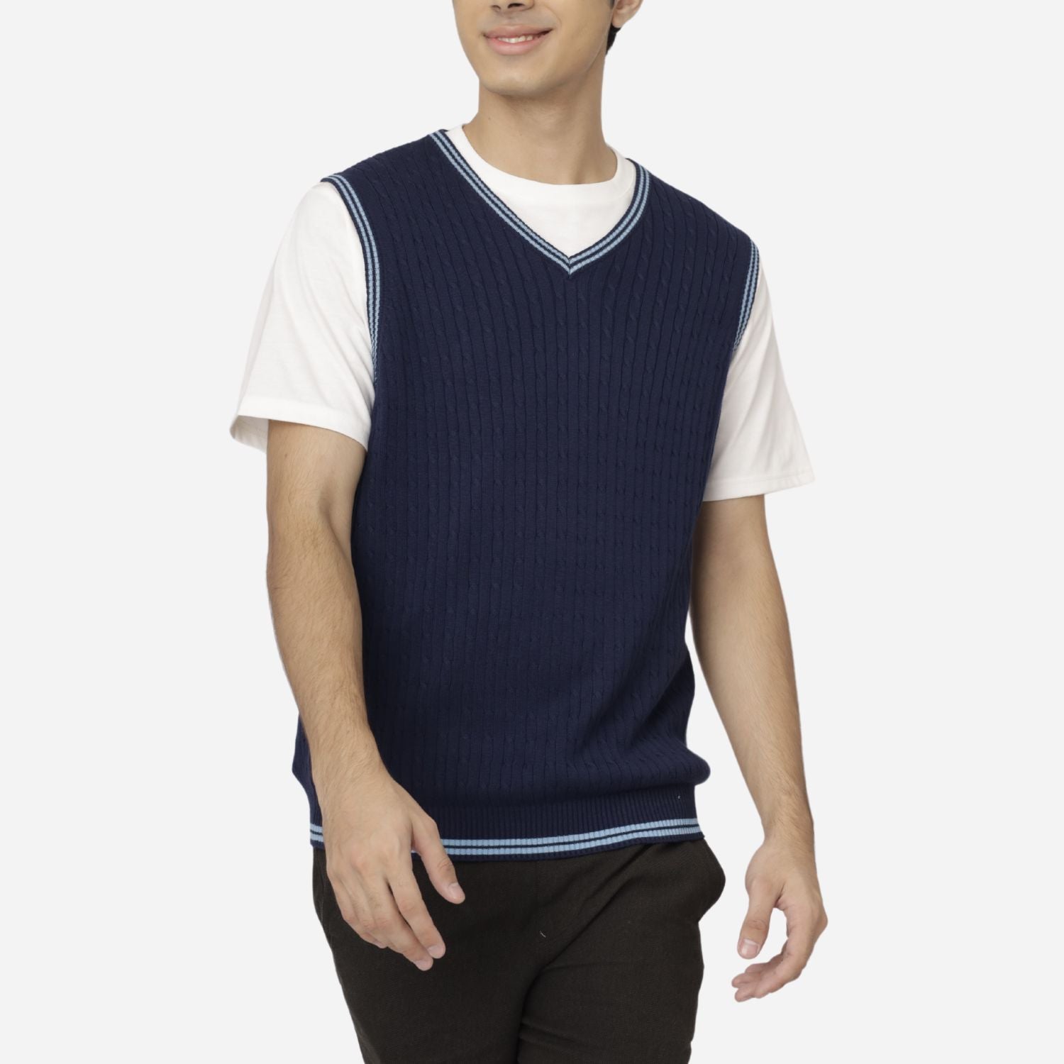 Branded Men's Knitted Vest Navy