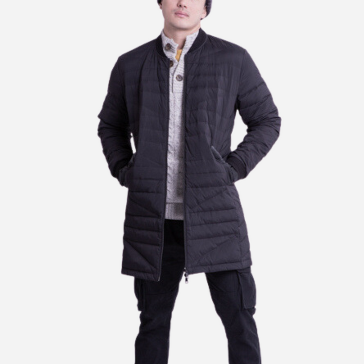 Branded Men's Winter Puffer Trench Coat Black