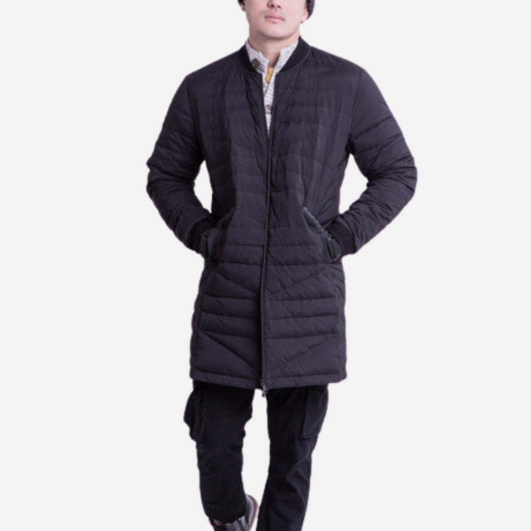 Branded Men s Winter Puffer Trench Coat Black