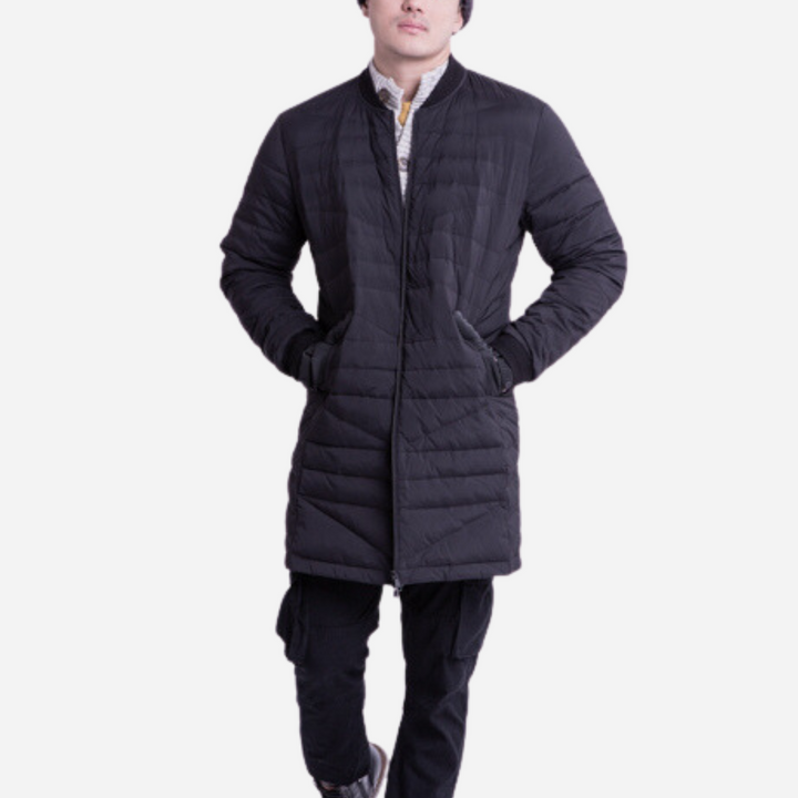 Branded Men's Winter Puffer Trench Coat Black