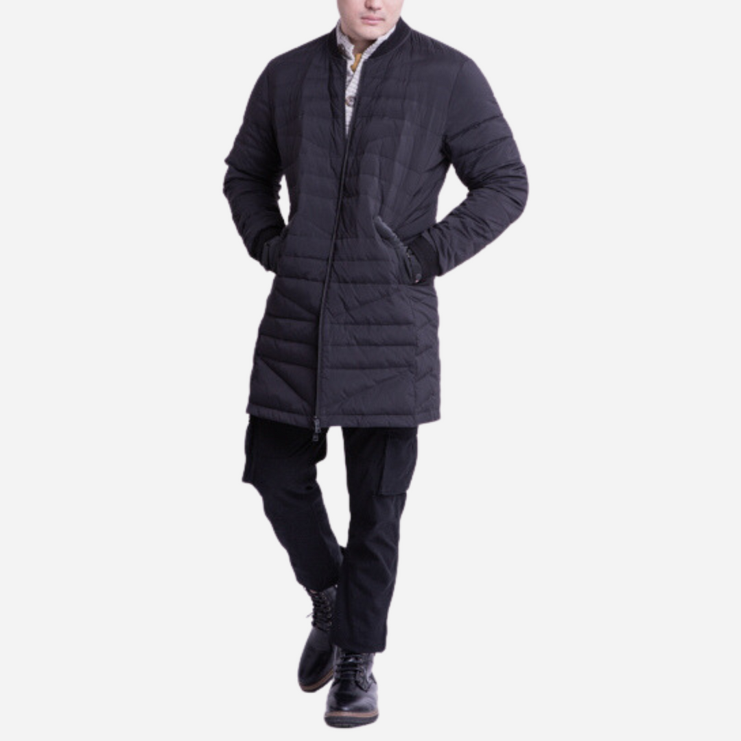 Branded Men s Winter Puffer Trench Coat Black