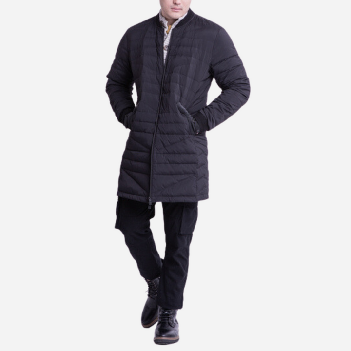 Branded Men's Winter Puffer Trench Coat Black