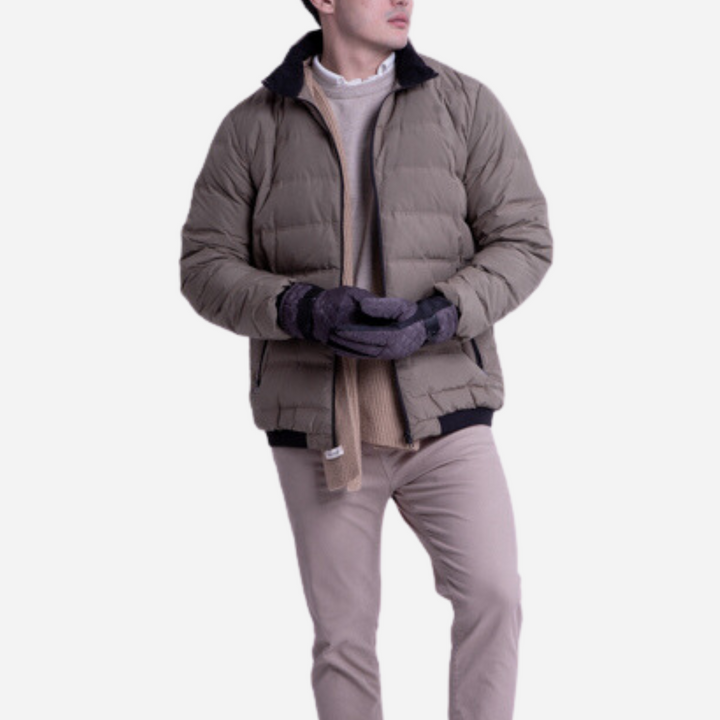 Branded Men's Winter Standup Collar Puffer Jacket Khaki