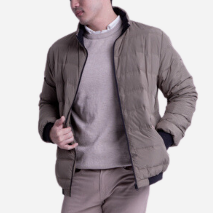 Branded Men's Winter Standup Collar Puffer Jacket Khaki