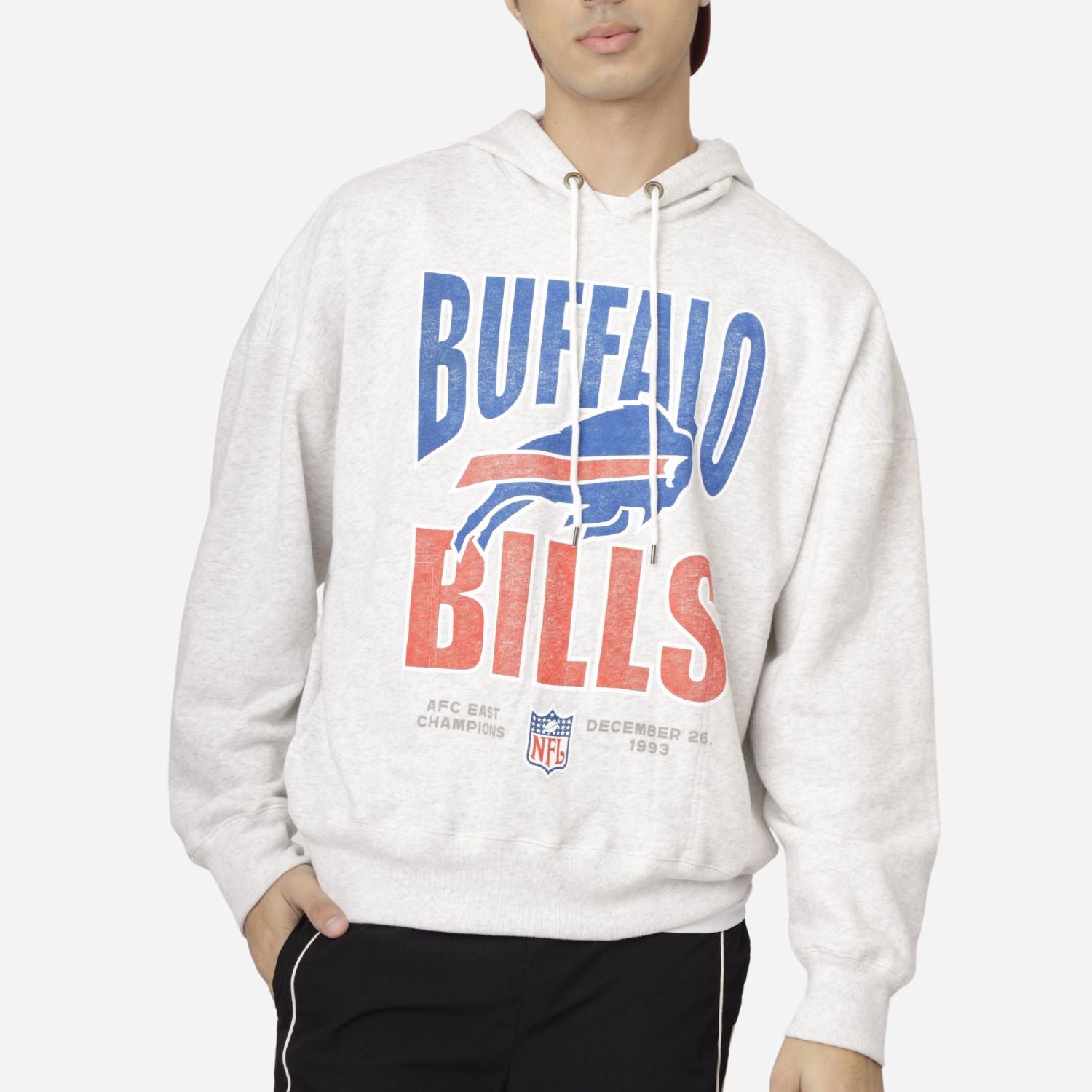 Branded Men's Graphic Pullover Hoodie Jacket Light Gray