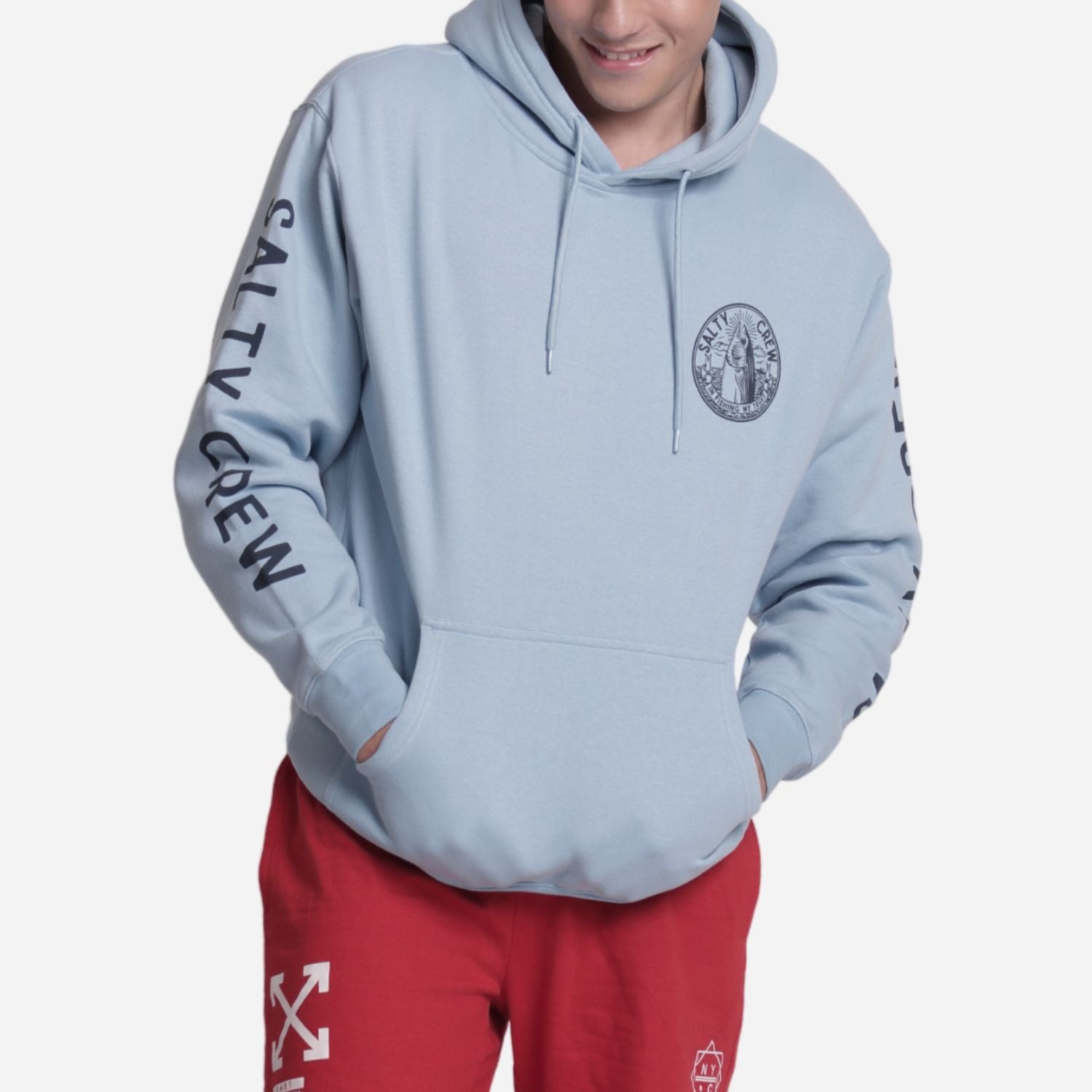 Branded Men's Graphic Pullover Hoodie Jacket Sky Blue