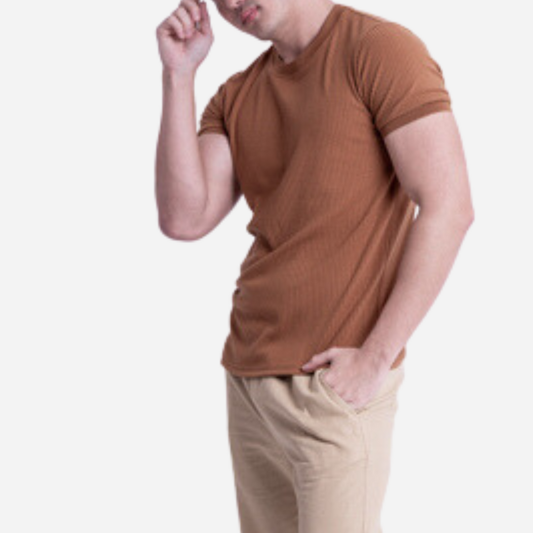 Branded Men's Knitted Tshirt Brown