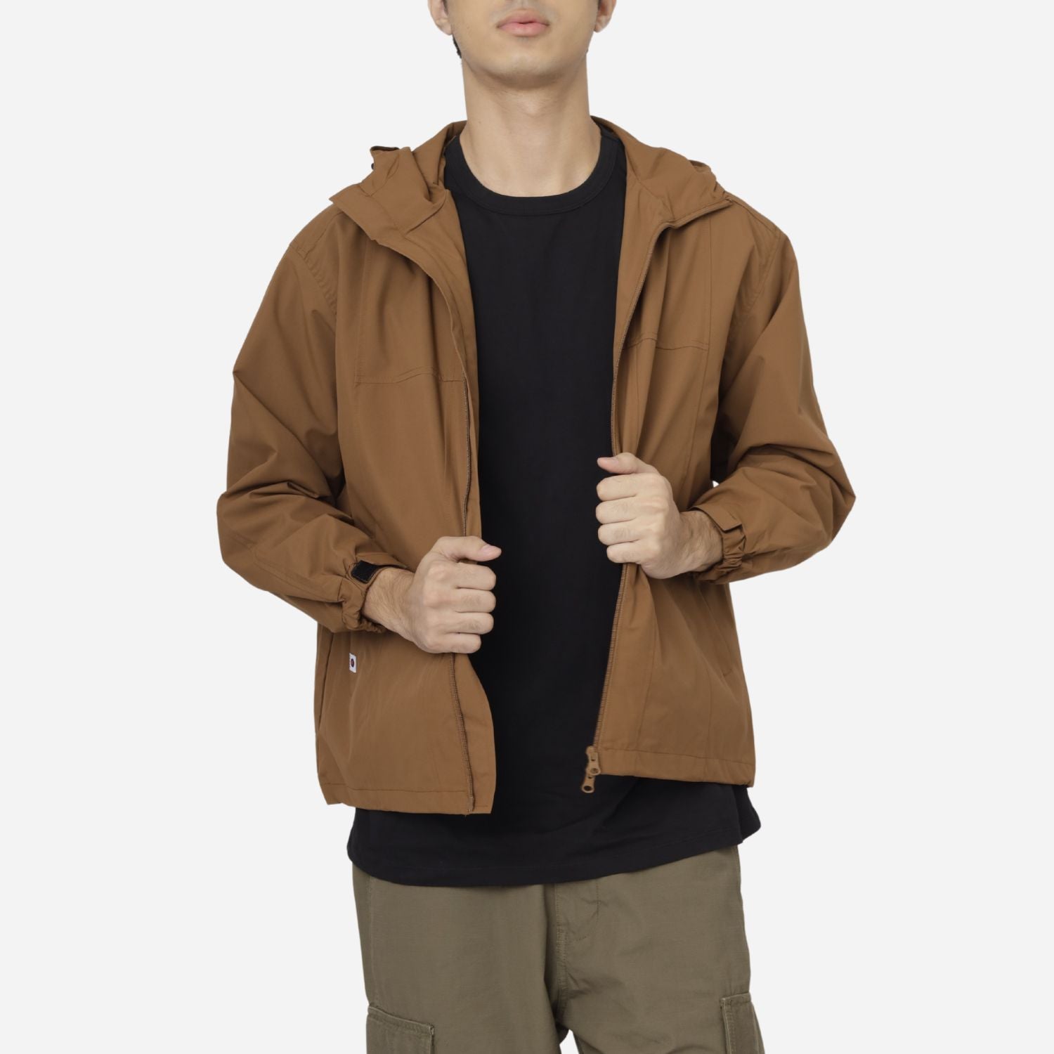 Branded Men's Fullzip Hoodie Rain Jacket Brown