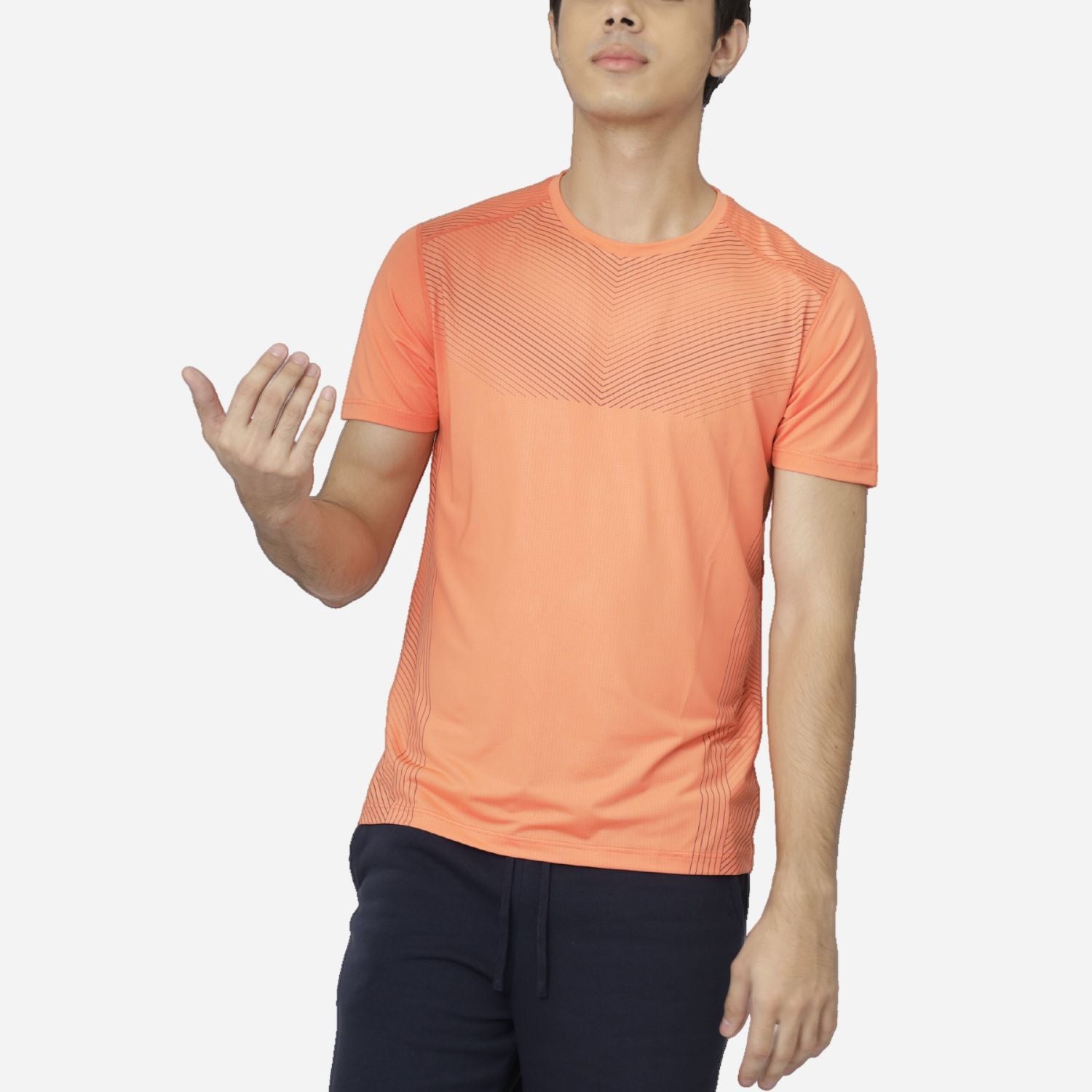 Branded Men's Active Tranining Tshirt With Detail Orange