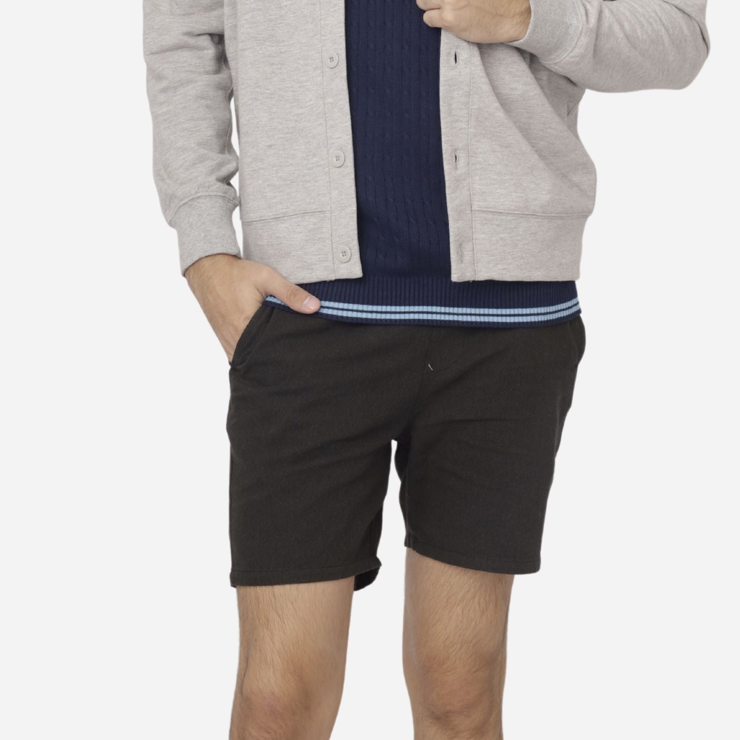 Branded Men's Twill Garter Plain Easy Shorts Black