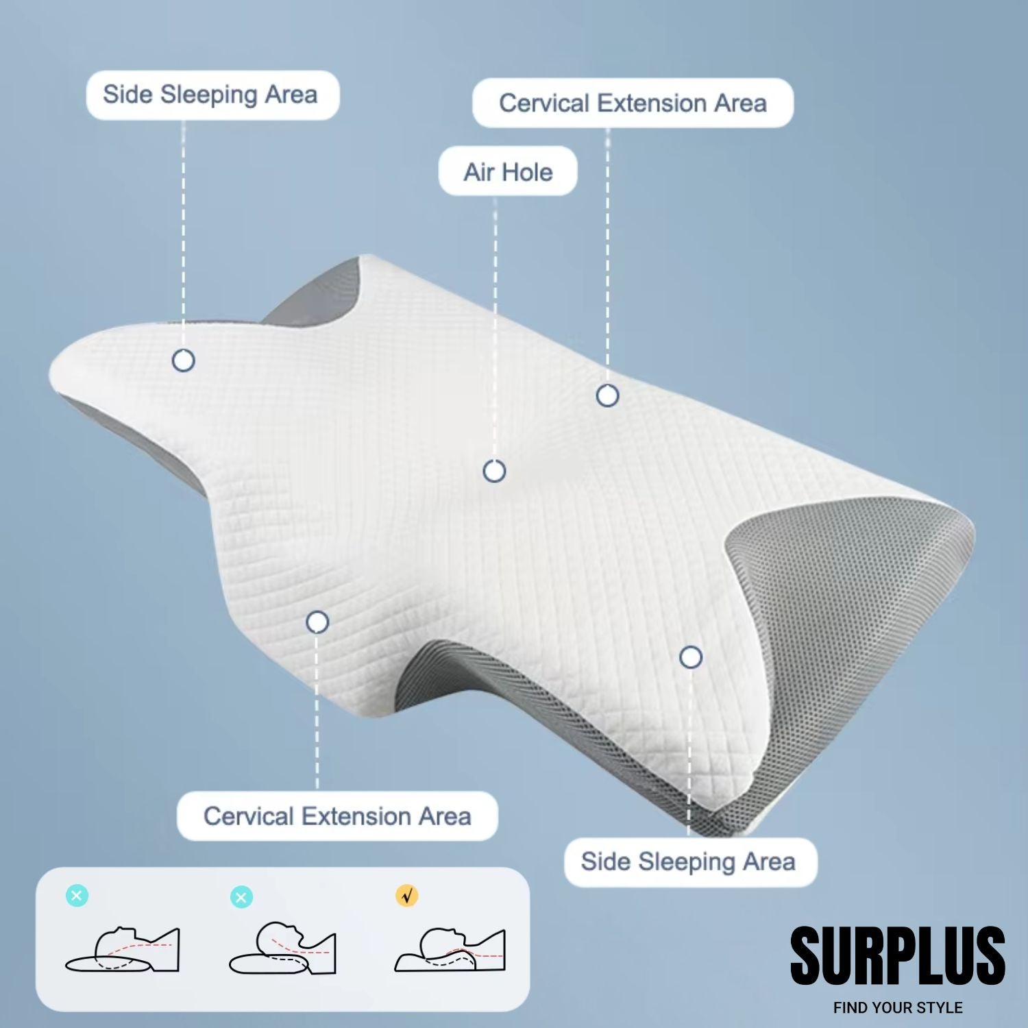 Surplus Ergonomic Memory Foam Pillow