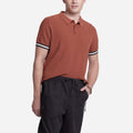 Branded Men's Knitted Poloshirt Ribbed Band Rust