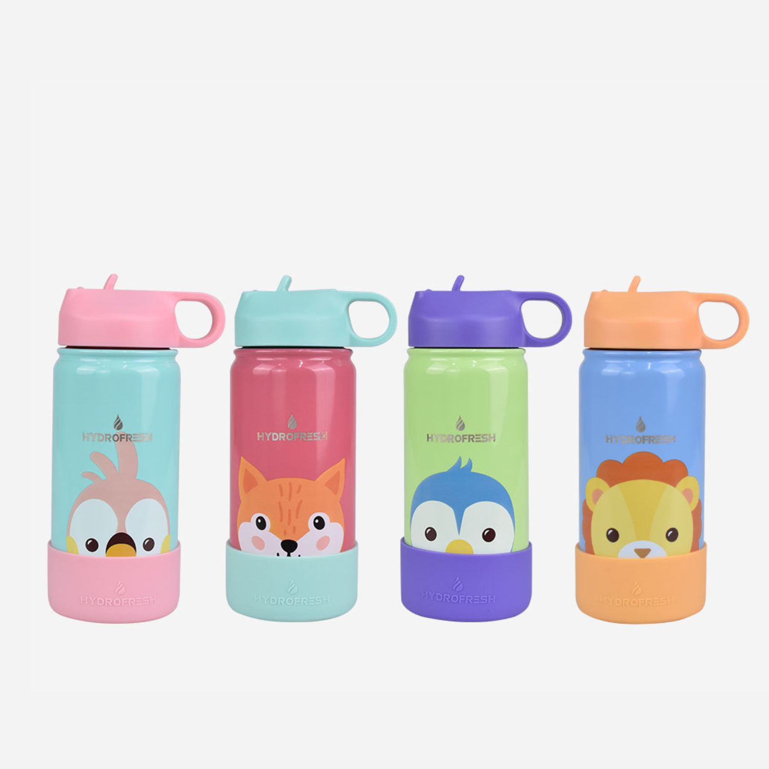 Surplus Hydrofresh Kids Animal Printed Flask with Straw 430mL With Silicon Boot
