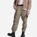 Branded Men's Twill Cargo Parachute Pants Olive