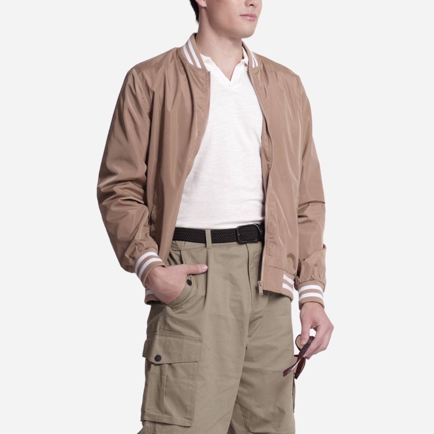 Branded Men's Bomber Jacket Beige