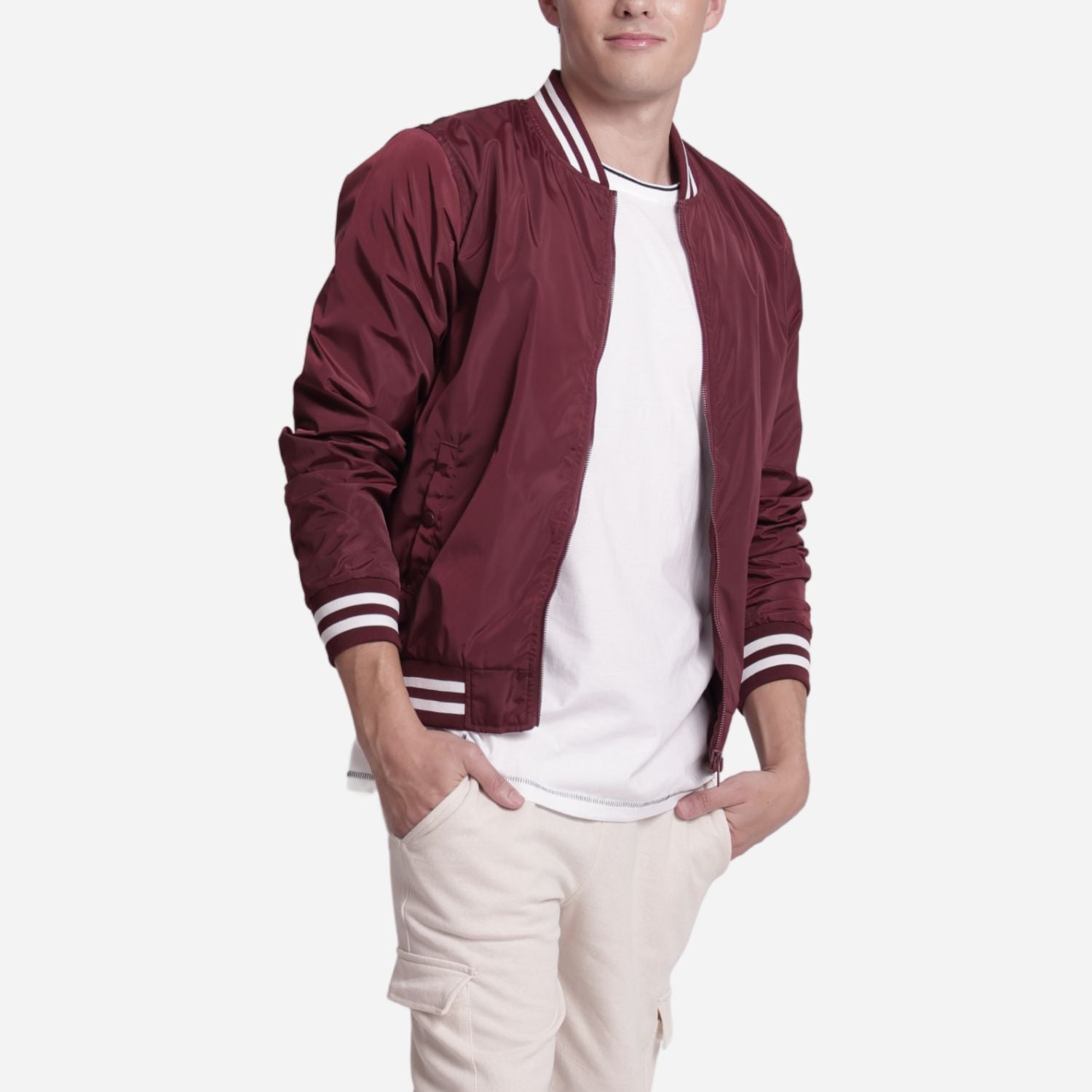 Branded Men's Bomber Jacket Maroon
