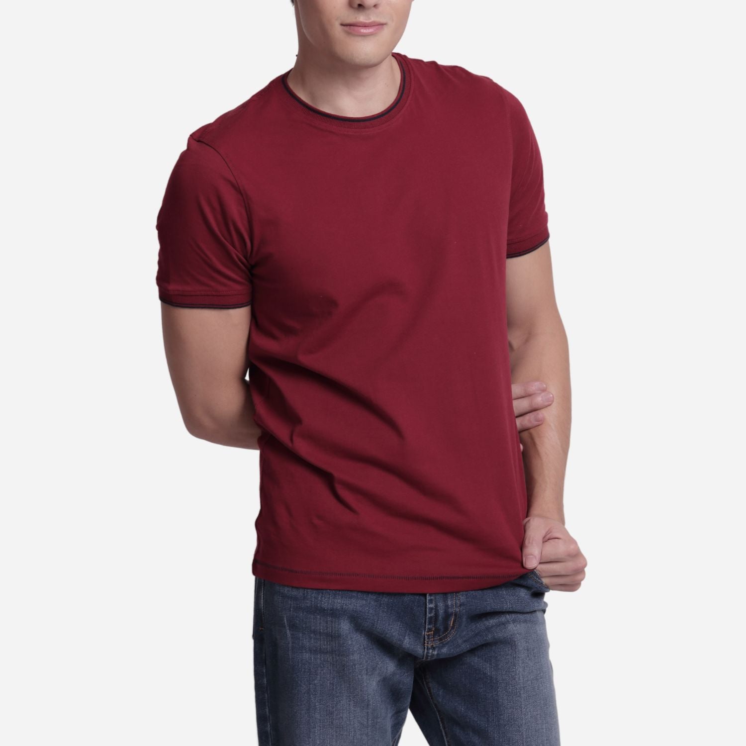 Branded Men's Honeycomb Plain Tshirt Maroon
