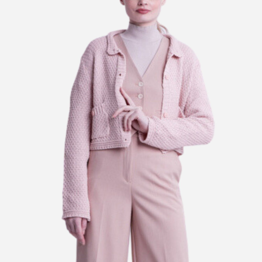 Branded Women's Knit Crop Cardigan Cream