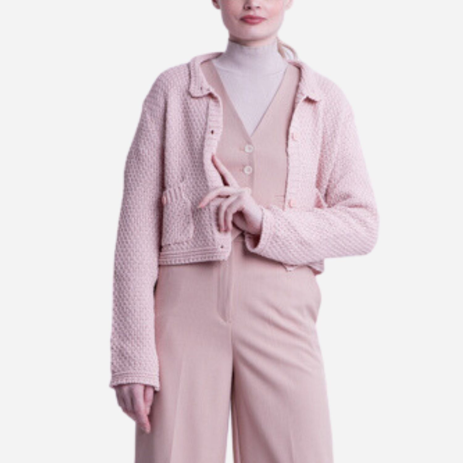 Branded Women's Knit Crop Cardigan Cream
