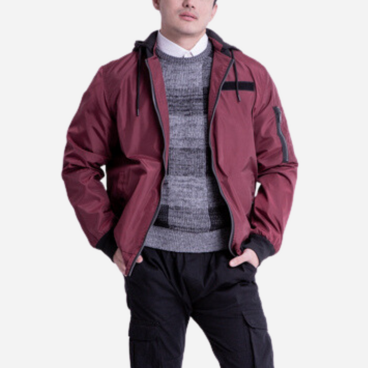 Branded Men's Padded Bomber Jacket Maroon