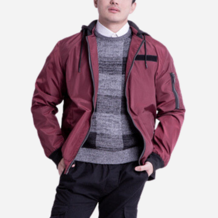 Branded Men's Padded Bomber Jacket Maroon