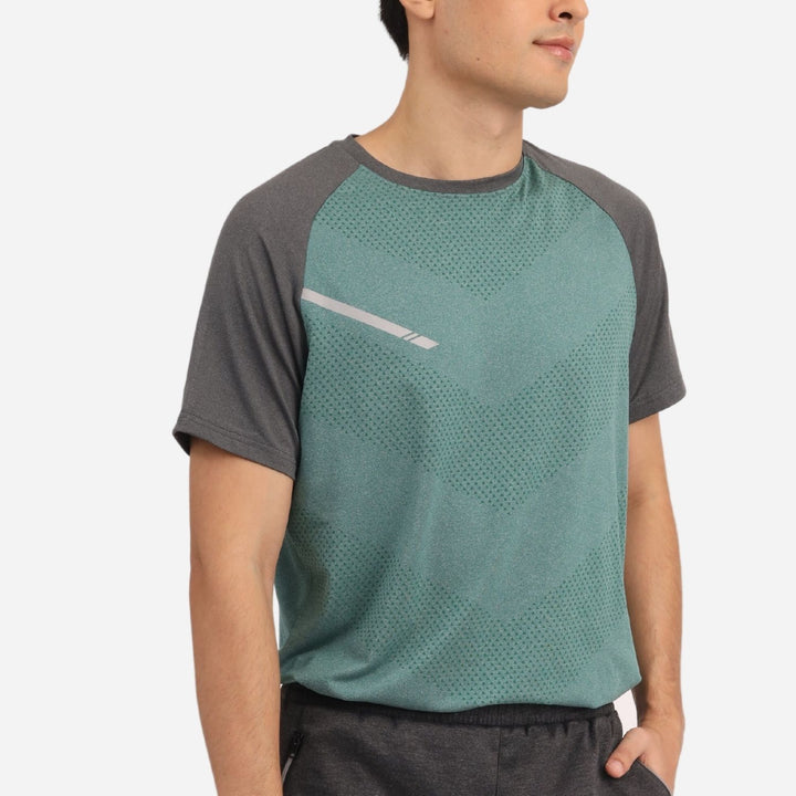 Branded Men's Active Raglan Training Tshirt With Reflector Green