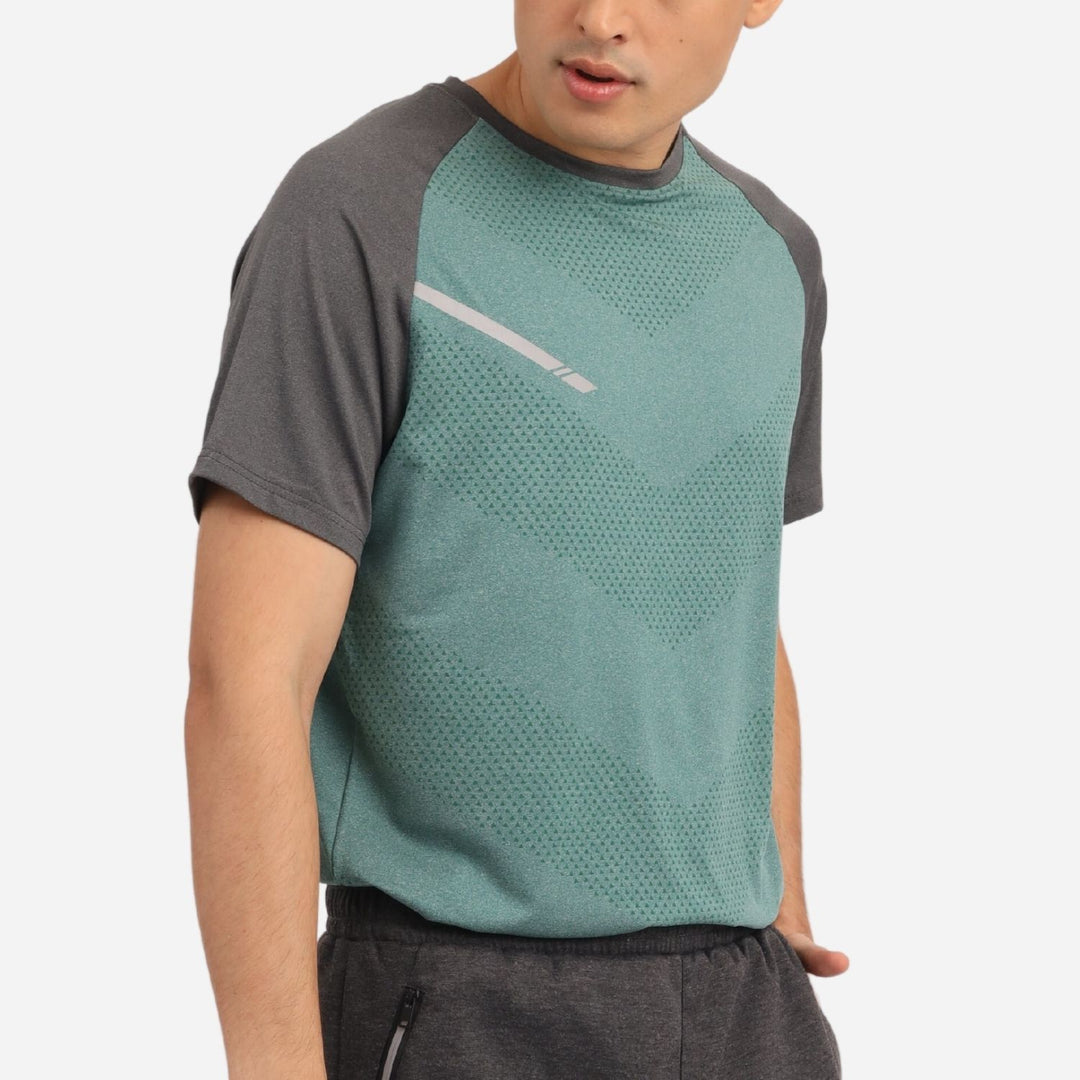 Branded Men's Active Raglan Training Tshirt With Reflector Green