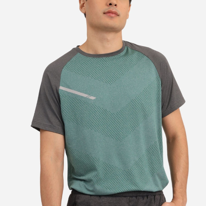 Branded Men's Active Raglan Training Tshirt With Reflector Green