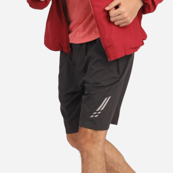 Branded Men's Active Training Shorts With Reflector Dark Gray