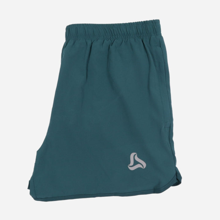 Branded Men's Active Training Shorts With Slit Teal