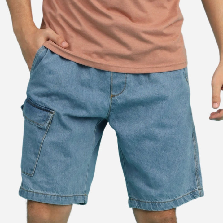 Branded Men's Denim 1 Pocket Cargo Garter Easy Shorts Blue