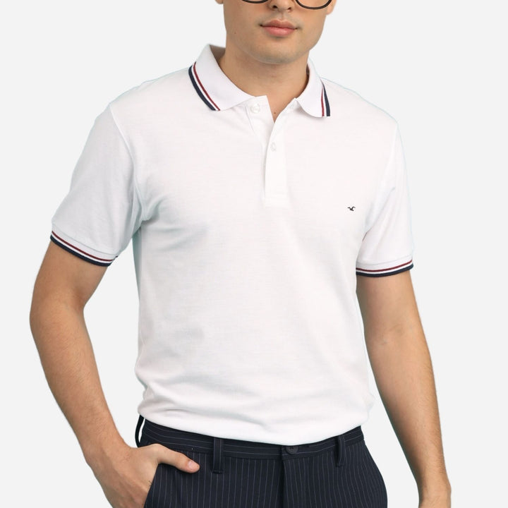 Branded Men's Honeycomb Poloshirt White