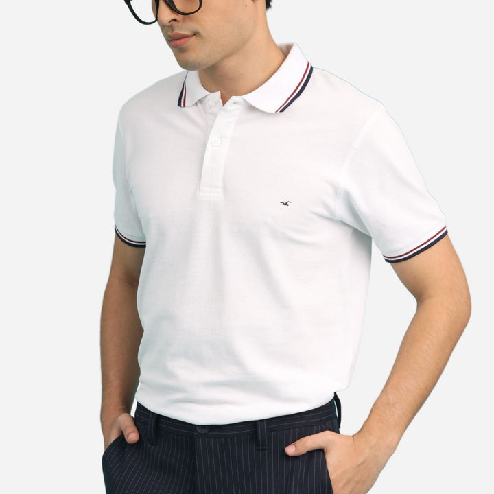 Branded Men's Honeycomb Poloshirt White