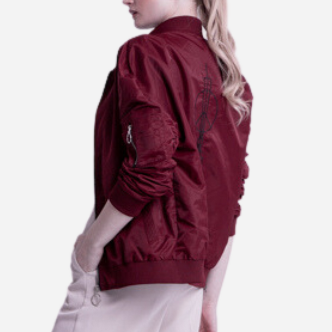 Branded Women's Bomber Jacket Maroon